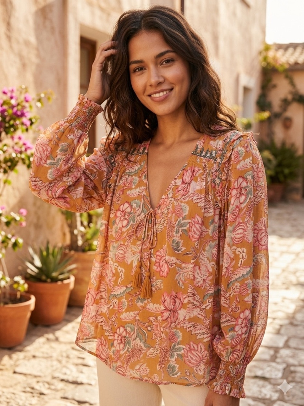 Anthropologie Mina Sheer
Peasant Blouse M